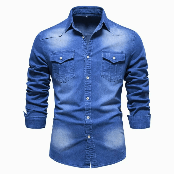 Molvana - DenimCraft Long Sleeve Shirt - 14:173#MiddleBlue;5:4182#USA M 60 - 70 kg