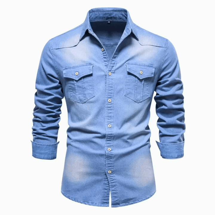 Molvana - DenimCraft Long Sleeve Shirt - 14:1254#LightBlue;5:4182#USA M 60 - 70 kg
