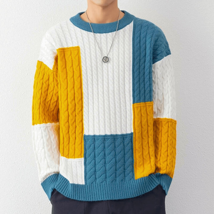 Molvana - Knitted Patchwork Pullover - 14:173;5:361386