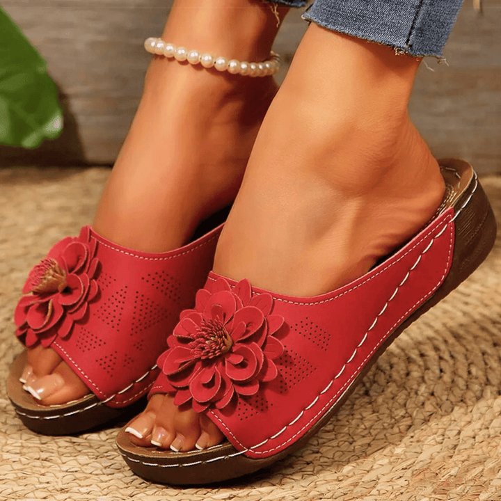 Nortvale - Blossom Wedge Sandals - 14:10#Red;200000124:100010482
