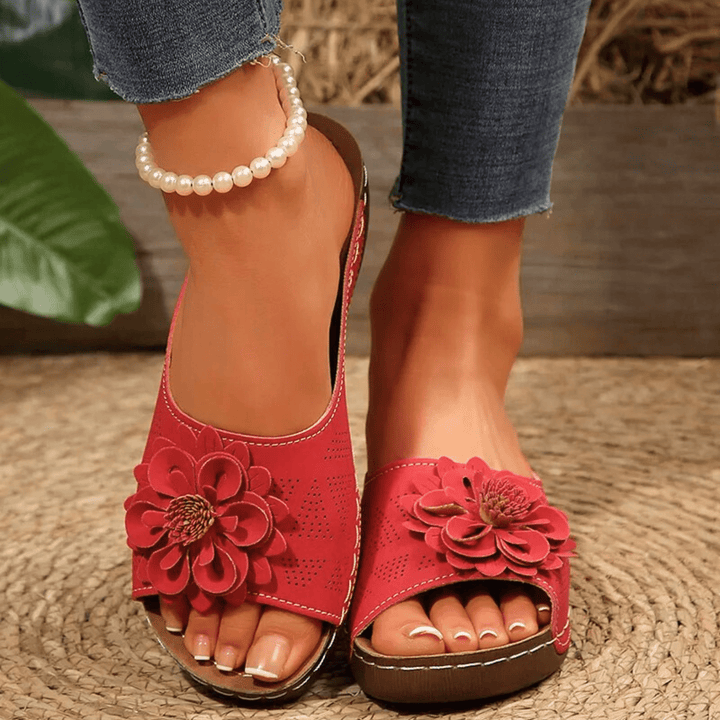 Nortvale - Blossom Wedge Sandals - 14:10#Red;200000124:100010482