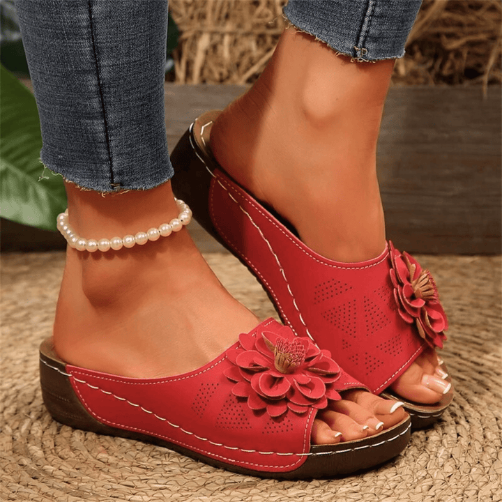 Nortvale - Blossom Wedge Sandals - 14:10#Red;200000124:100010482