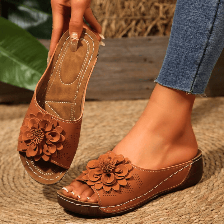 Nortvale - Blossom Wedge Sandals - 14:10#Red;200000124:100010482