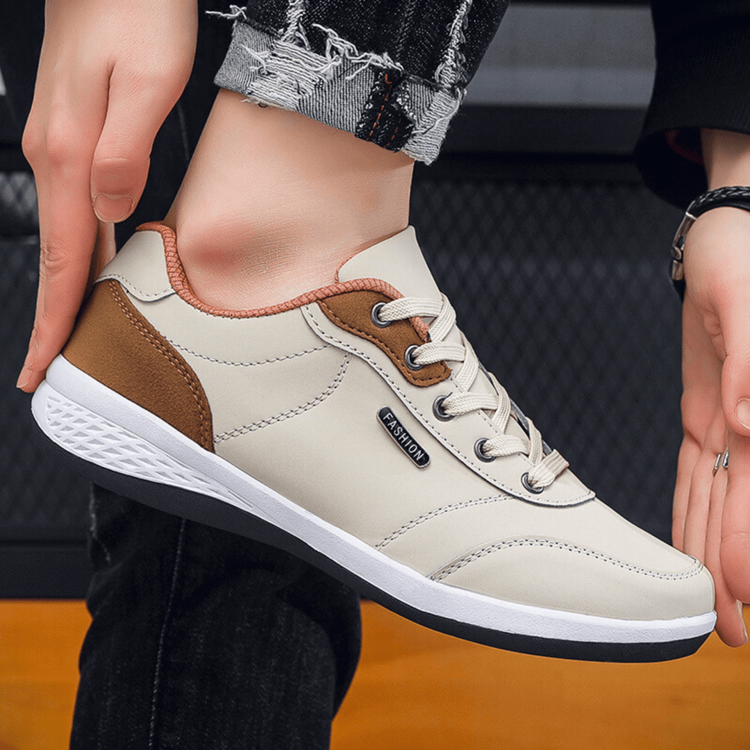 Nortvale - Casual Comfort Leather Sneakers - 14:193#Beige;200000124:200000364