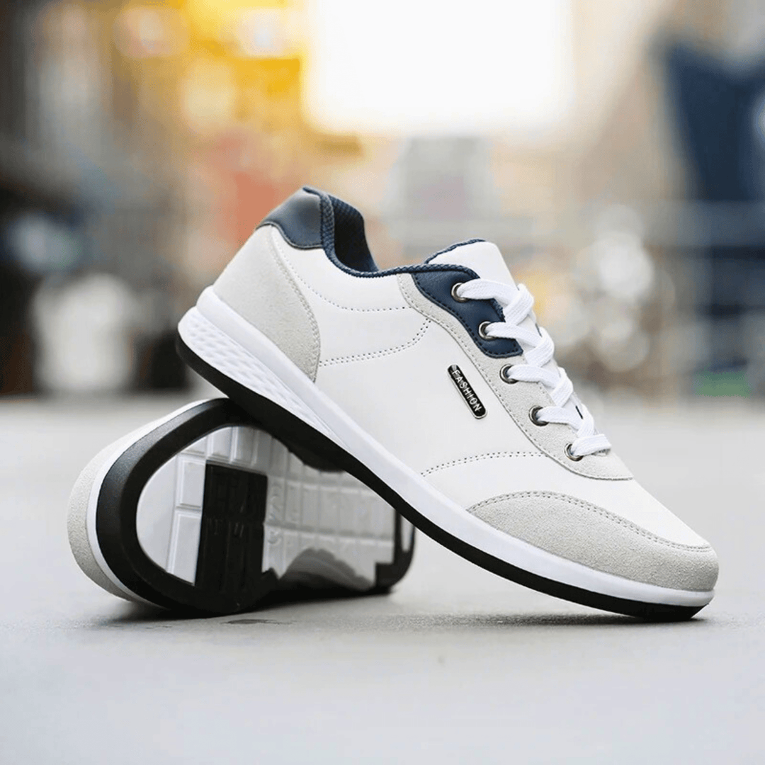 Nortvale - Casual Comfort Leather Sneakers - 14:365458#White grey;200000124:200000364