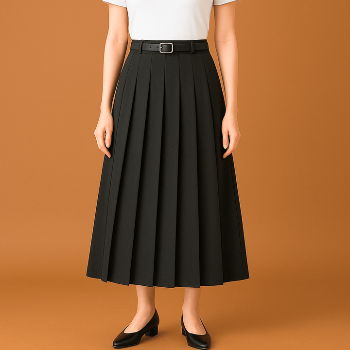 Nortvale - Chic Pleated High - Waist Belted Skirt - 000000000