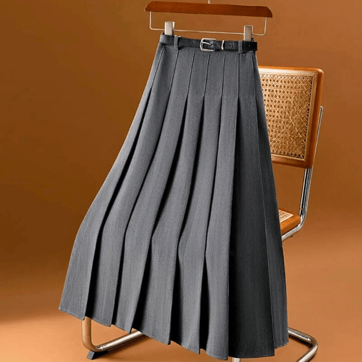 Nortvale - Chic Pleated High - Waist Belted Skirt - 000000000