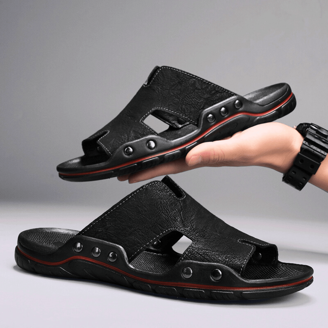 Nortvale - Classic Leather Slippers - 14:193#black;200000124:200000898