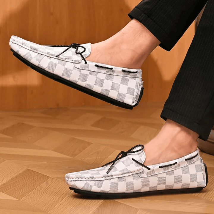 Nortvale - Classic Plaid Driving Loafers - 14:173#White - 8869;200000124:200000898