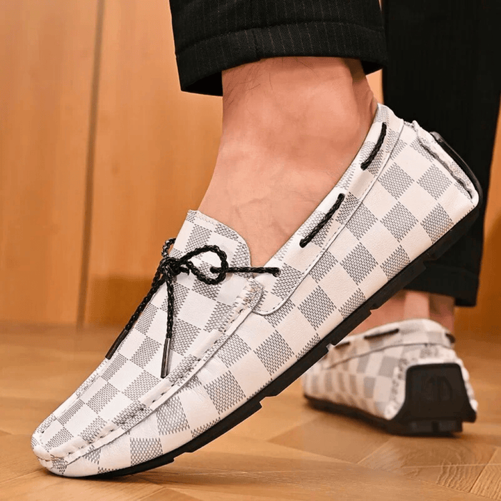 Nortvale - Classic Plaid Driving Loafers - 14:173#White - 8869;200000124:200000898