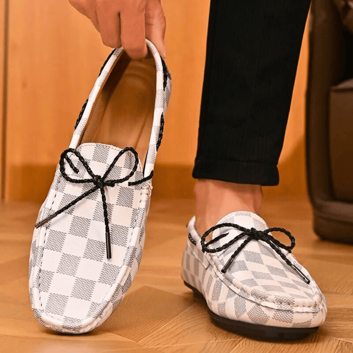 Nortvale - Classic Plaid Driving Loafers - 14:173#White - 8869;200000124:200000898