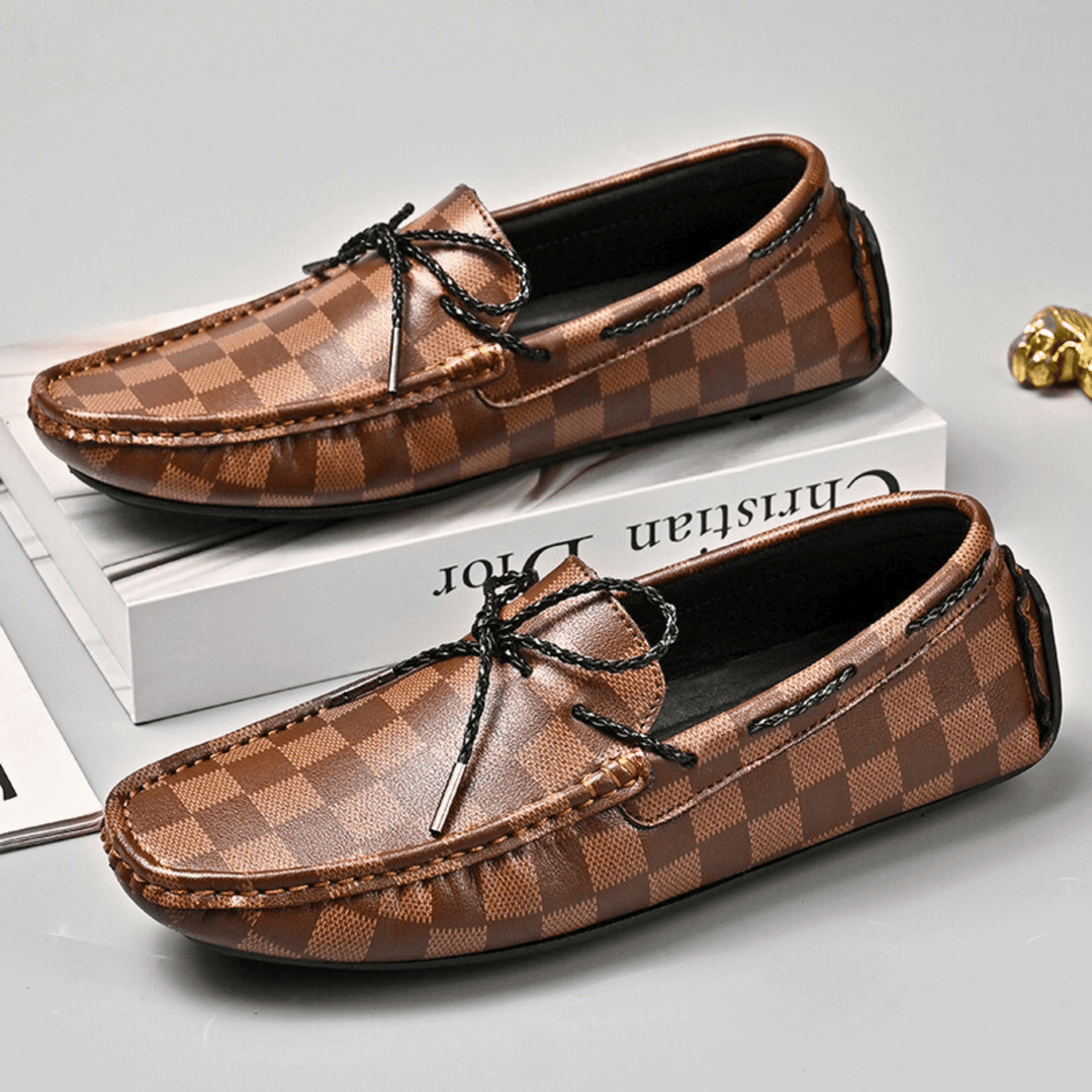 Nortvale - Classic Plaid Driving Loafers - 14:350850#Brown - 8869;200000124:200000898