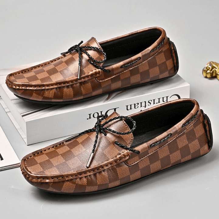 Nortvale - Classic Plaid Driving Loafers - 14:350850#Brown - 8869;200000124:200000898