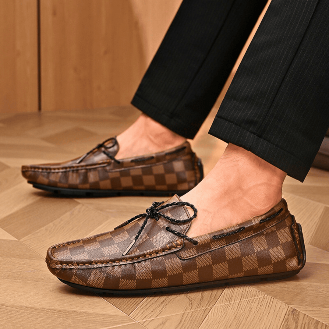 Nortvale - Classic Plaid Driving Loafers - 14:350850#Brown - 8869;200000124:200000898