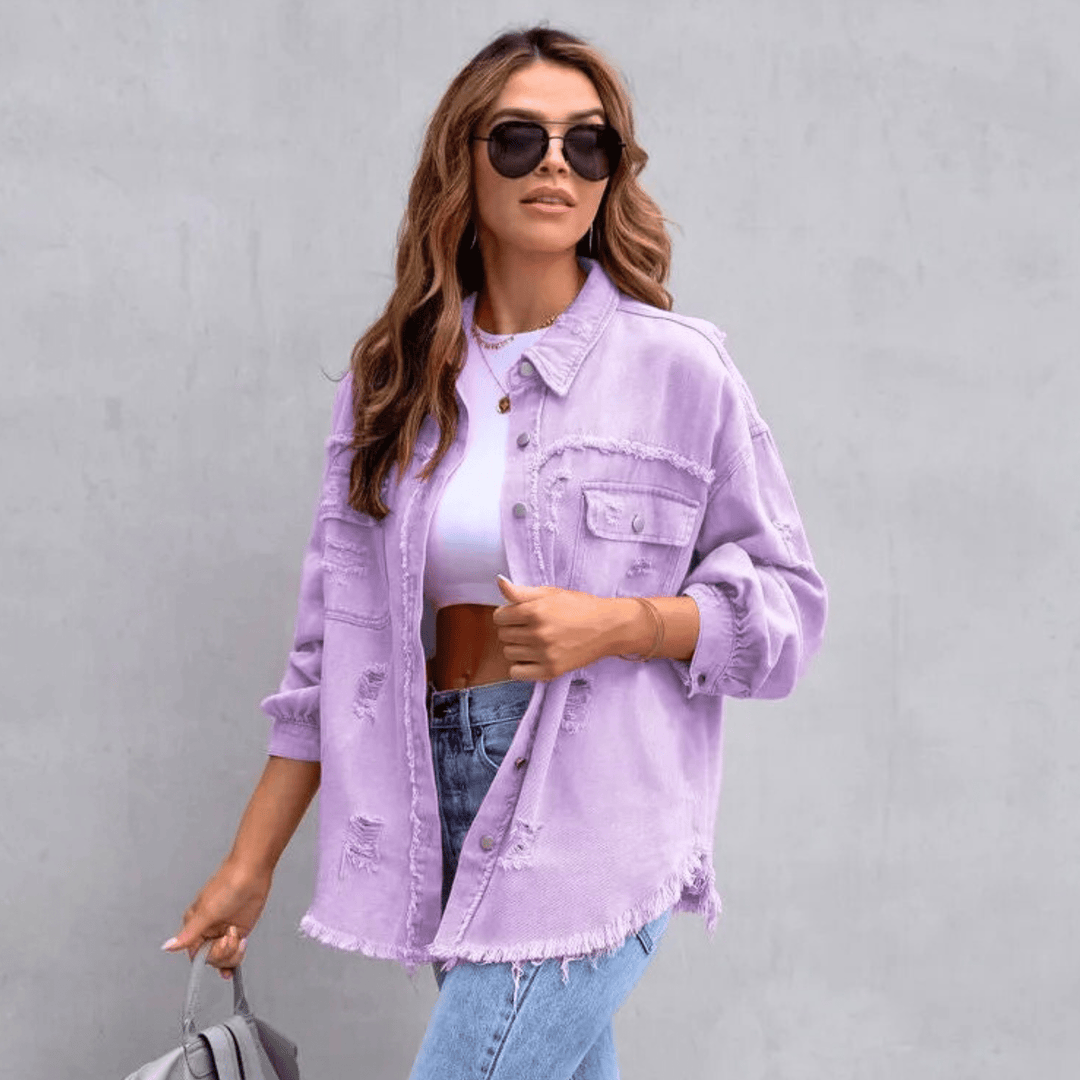 Nortvale - Colorful Distressed Oversized Denim Shirt - 000000000