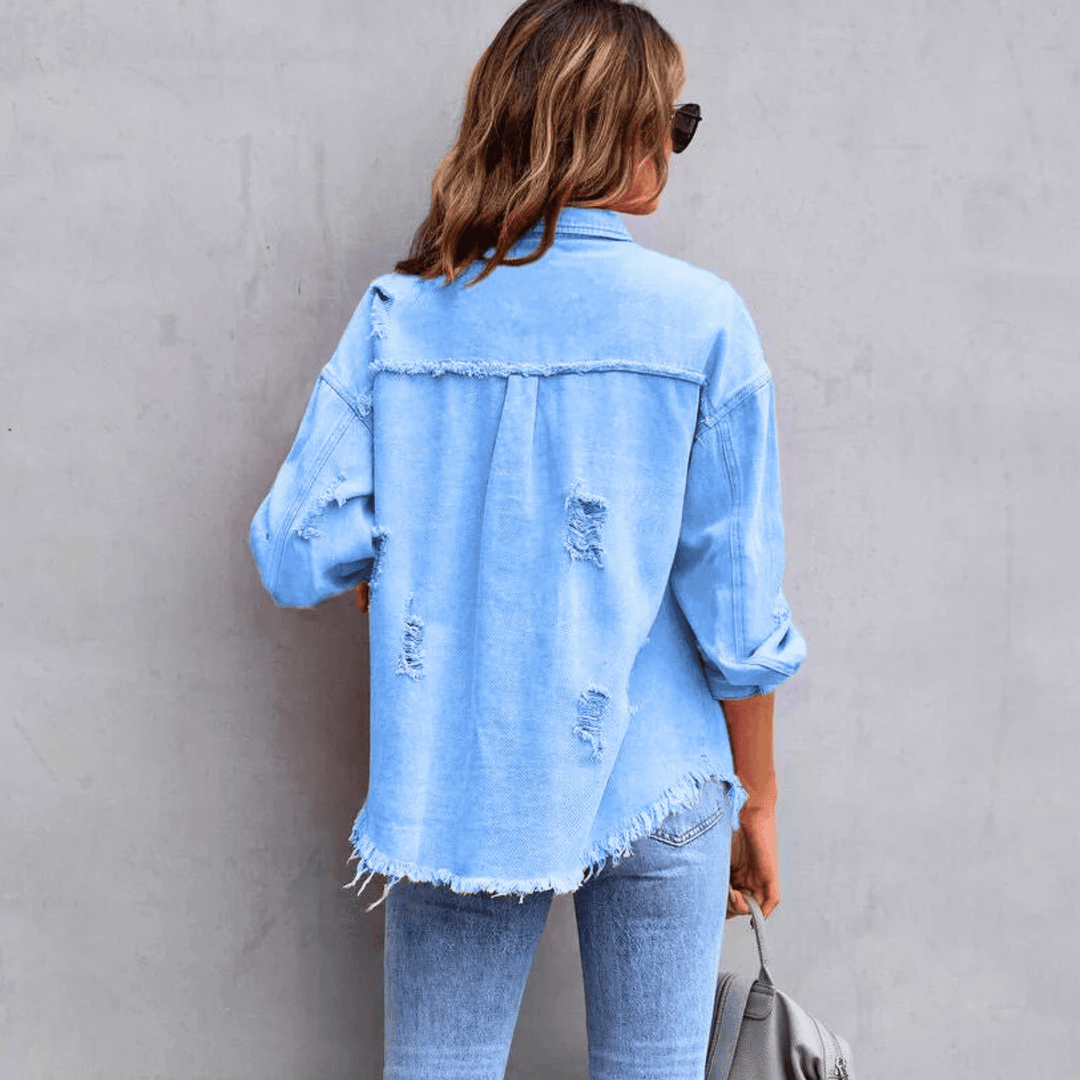 Nortvale - Colorful Distressed Oversized Denim Shirt - 000000000
