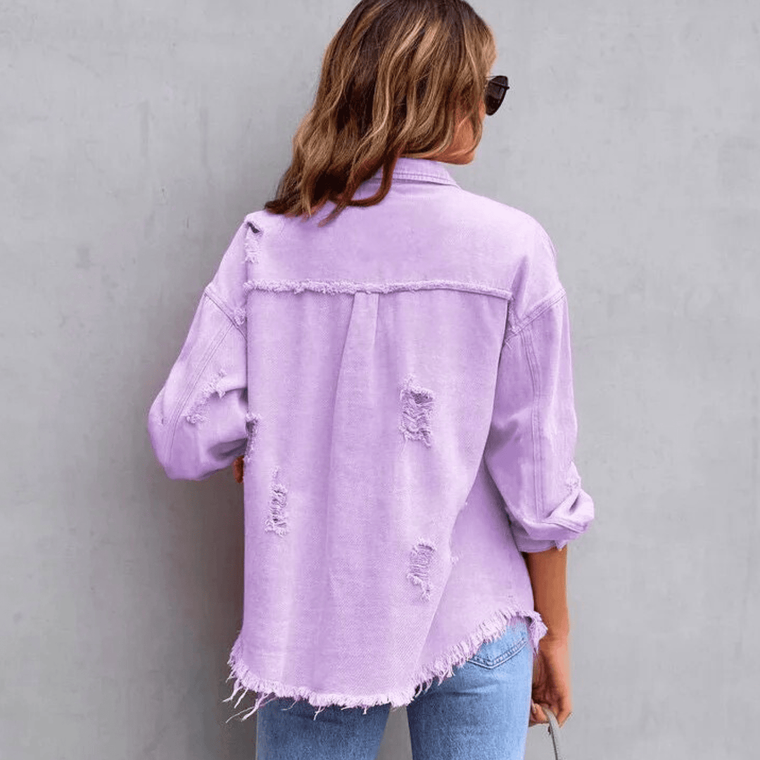 Nortvale - Colorful Distressed Oversized Denim Shirt - 000000000