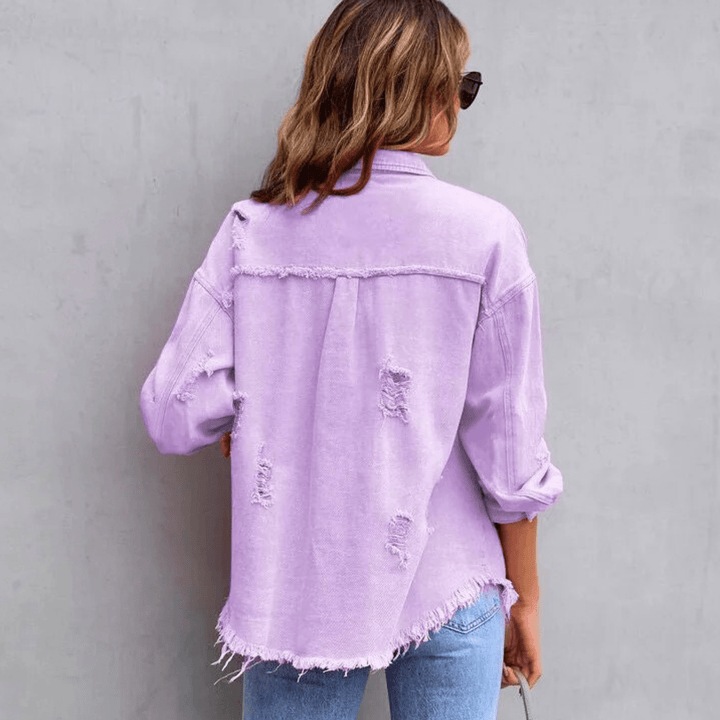 Nortvale - Colorful Distressed Oversized Denim Shirt - 000000000