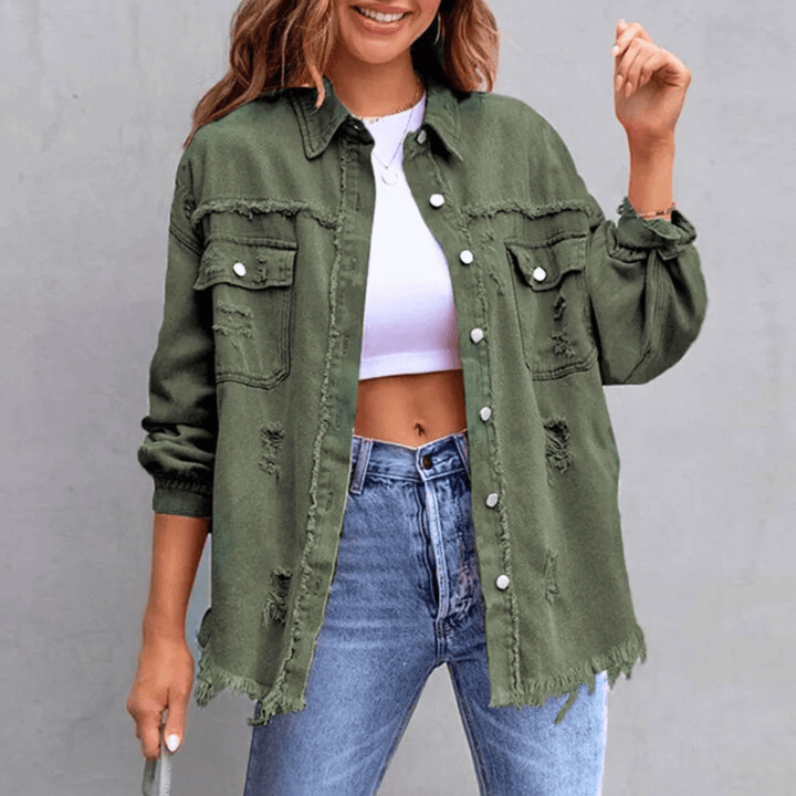 Nortvale - Colorful Distressed Oversized Denim Shirt - 000000000