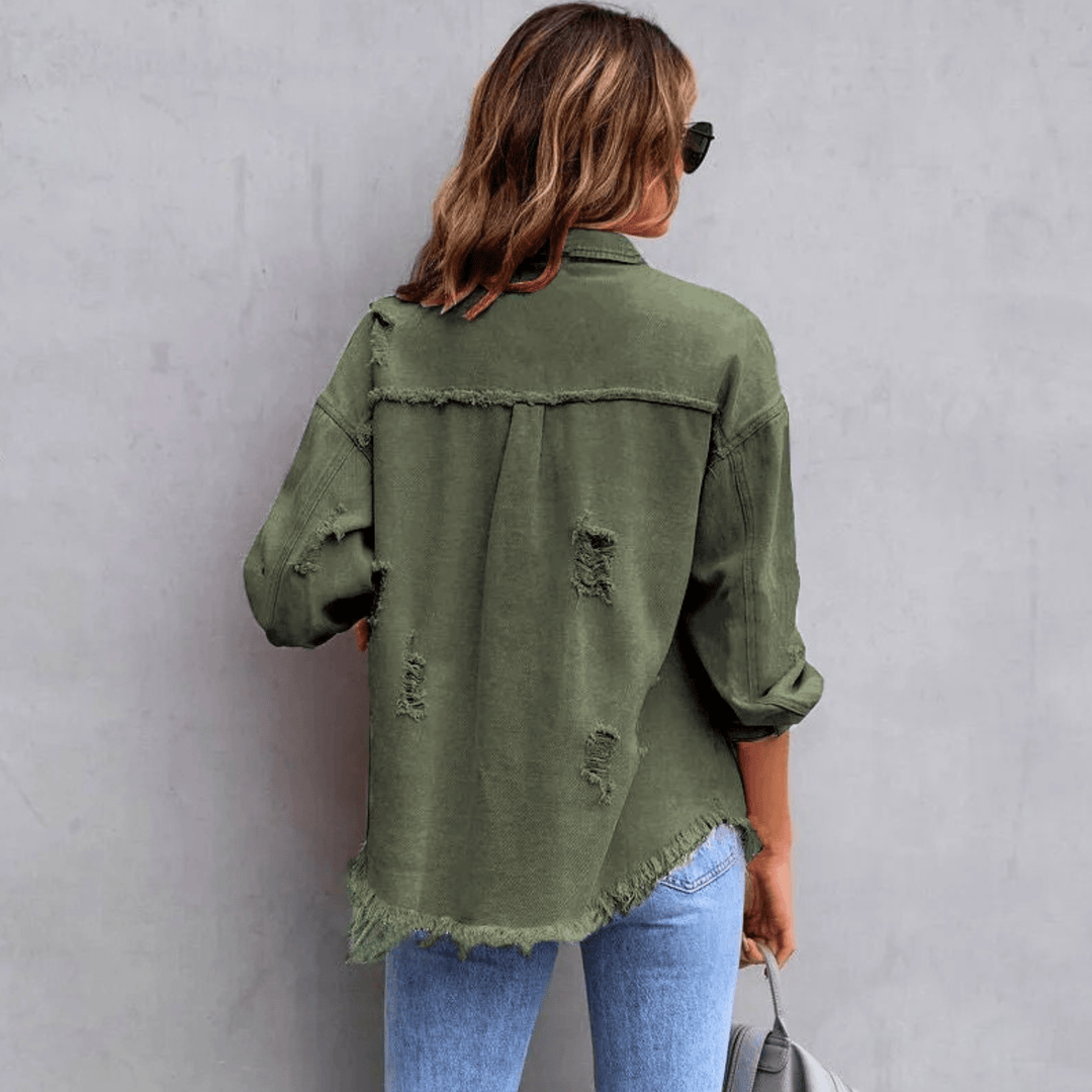 Nortvale - Colorful Distressed Oversized Denim Shirt - 000000000