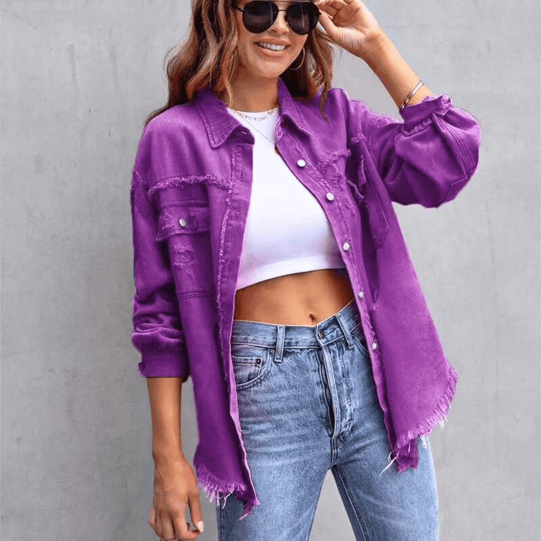 Nortvale - Colorful Distressed Oversized Denim Shirt - 000000000