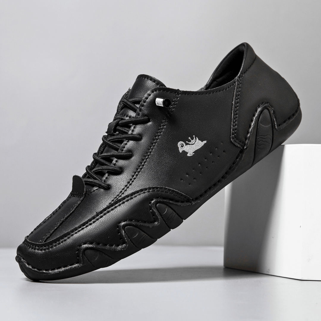 Nortvale - Comfortable Flat Leather Sneakers - 14:193#F8009 black;200000124:200000898
