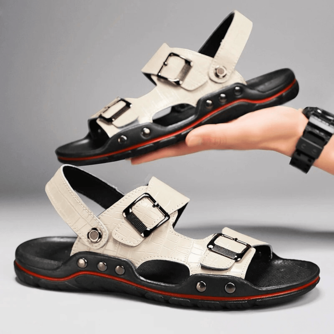 Nortvale - Comfortable Leather Sandals - 14:29#white;200000124:200000898