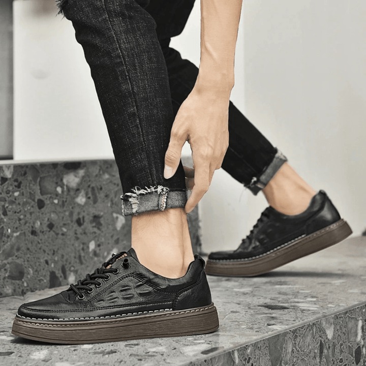 Nortvale - Crocodile Genuine Leather Sneakers - 14:193#Black;200000124:100010482