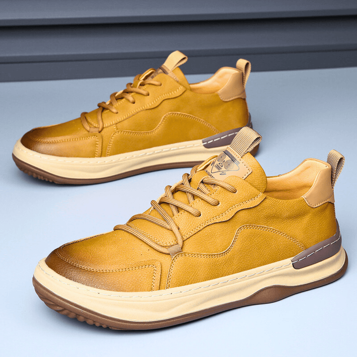 Nortvale - EarthTone Leather Sneakers - 14:10#75825 yellow;200000124:100010482