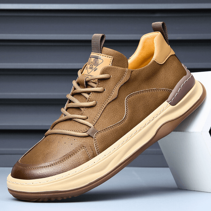 Nortvale - EarthTone Leather Sneakers - 14:29#75825 khaki;200000124:100010482