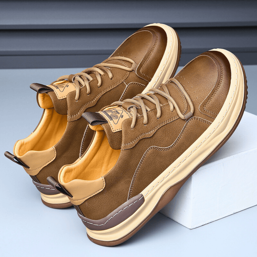 Nortvale - EarthTone Leather Sneakers - 14:29#75825 khaki;200000124:100010482