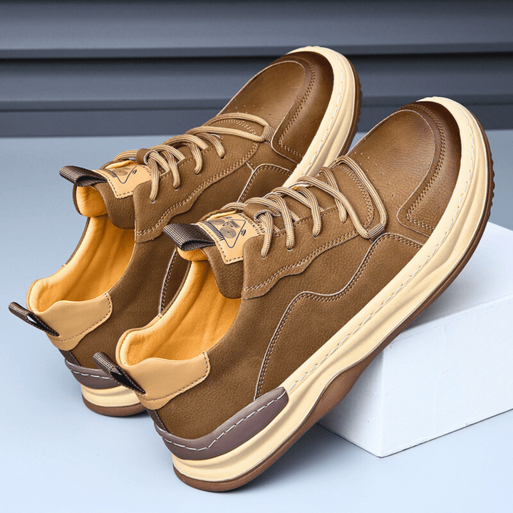 Nortvale - EarthTone Leather Sneakers - 14:29#75825 khaki;200000124:100010482