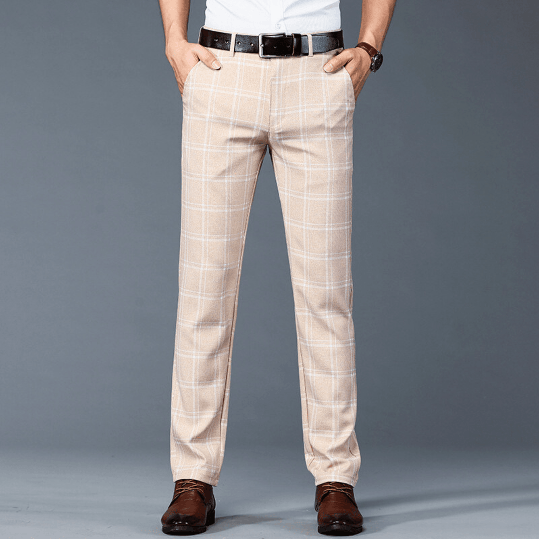 Nortvale - Executive Plaid Straight - Leg Pants - 14:200001951#Light Brown;5:3115
