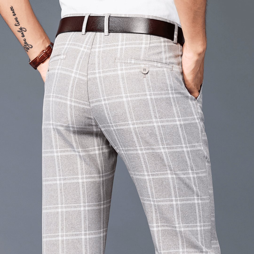 Nortvale - Executive Plaid Straight - Leg Pants - 14:200001951#Light Brown;5:3115