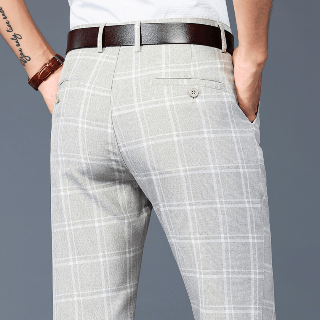 Nortvale - Executive Plaid Straight - Leg Pants - 14:200001951#Light Brown;5:3115