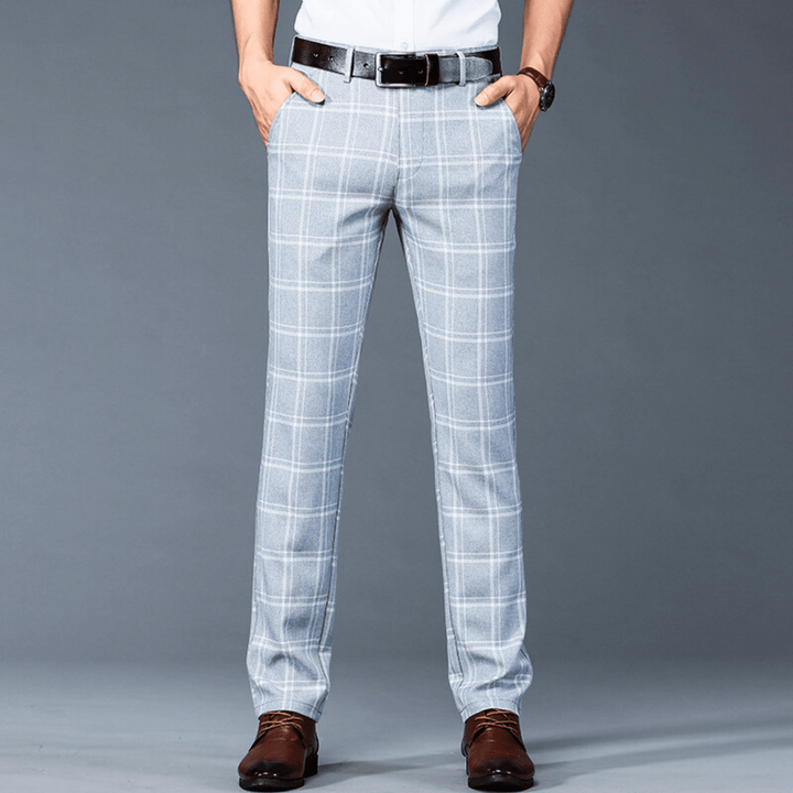 Nortvale - Executive Plaid Straight - Leg Pants - 14:200004890#Light blue;5:3115