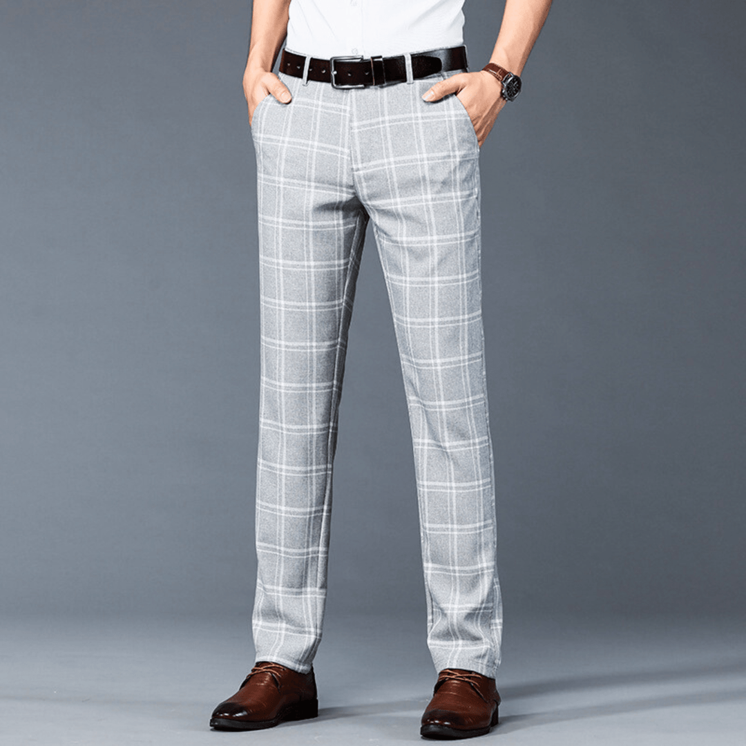 Nortvale - Executive Plaid Straight - Leg Pants - 14:350853#Gray;5:3115