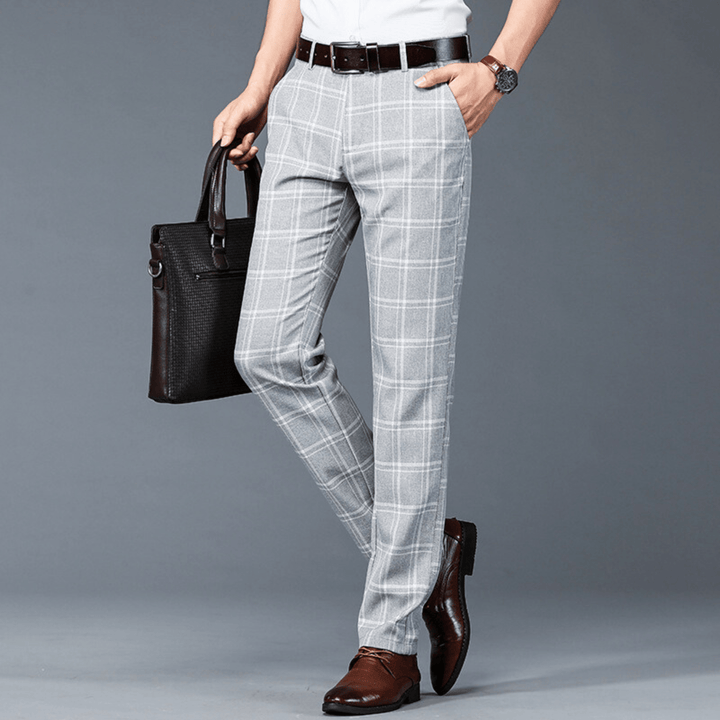 Nortvale - Executive Plaid Straight - Leg Pants - 14:350853#Gray;5:3115
