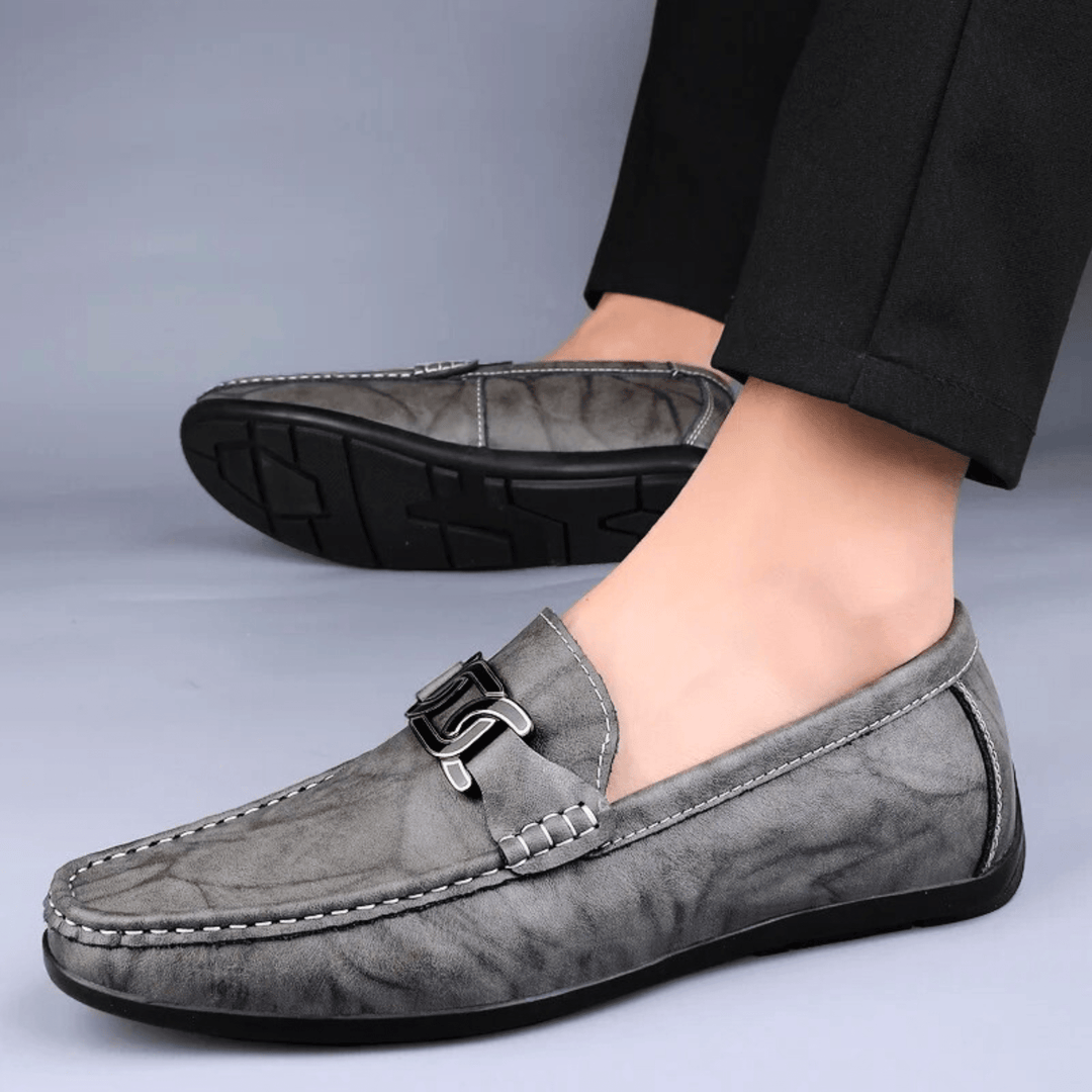 Nortvale - Formal Genuine Leather Slip - Ons - 14:691#Grey;200000124:200000898