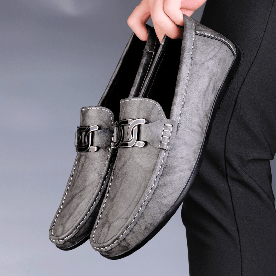 Nortvale - Formal Genuine Leather Slip - Ons - 14:691#Grey;200000124:200000898