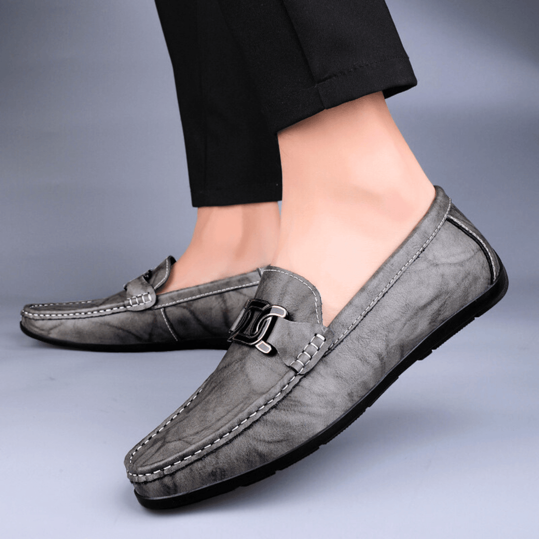 Nortvale - Formal Genuine Leather Slip - Ons - 14:691#Grey;200000124:200000898