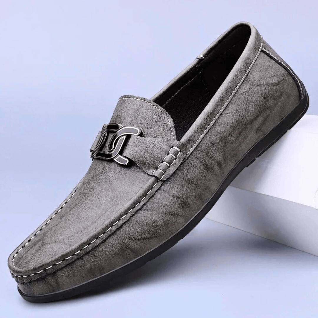 Nortvale - Formal Genuine Leather Slip - Ons - 14:691#Grey;200000124:200000898