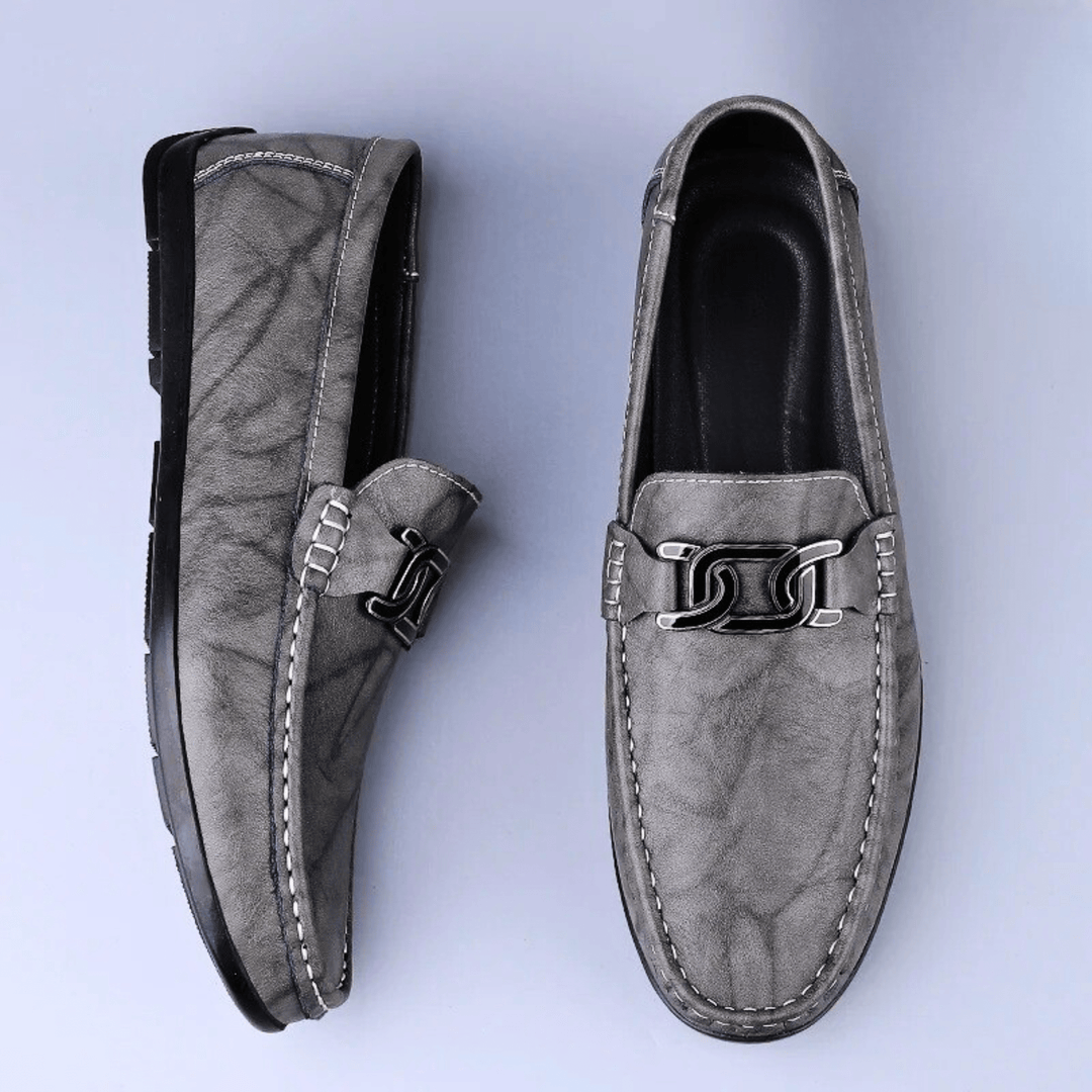 Nortvale - Formal Genuine Leather Slip - Ons - 14:691#Grey;200000124:200000898