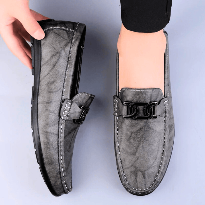 Nortvale - Formal Genuine Leather Slip - Ons - 14:691#Grey;200000124:200000898