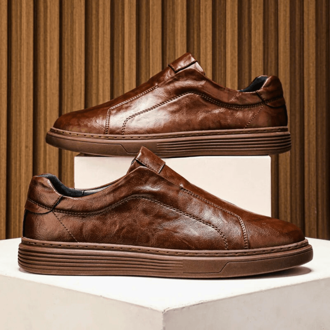 Nortvale - Genuine Leather Slip - On Sneakers - 14:365458#Brown;200000124:200000898