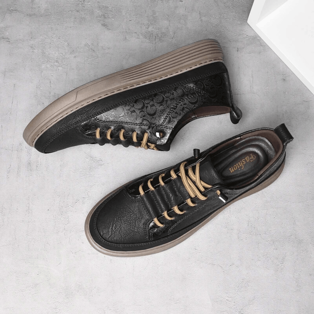 Nortvale - GritWalk Genuine Leather Sneakers - 14:193#Black;200000124:200000898