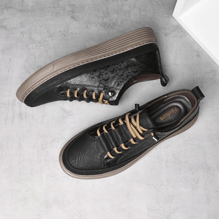 Nortvale - GritWalk Genuine Leather Sneakers - 14:193#Black;200000124:200000898