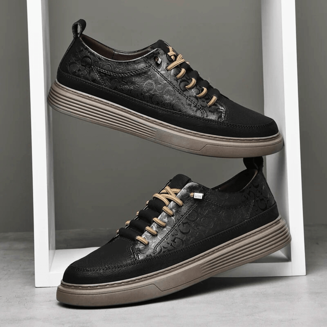 Nortvale - GritWalk Genuine Leather Sneakers - 14:193#Black;200000124:200000898
