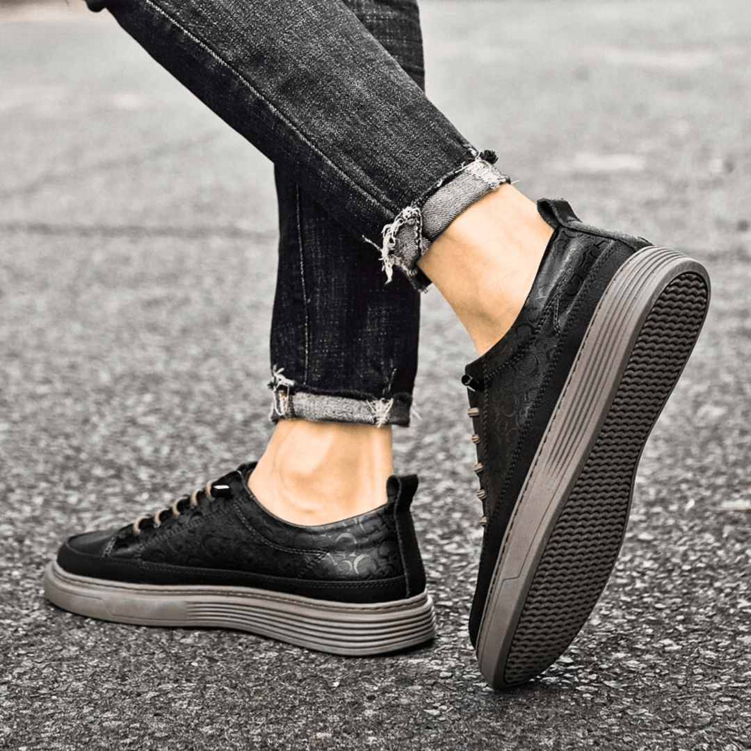 Nortvale - GritWalk Genuine Leather Sneakers - 14:193#Black;200000124:200000898