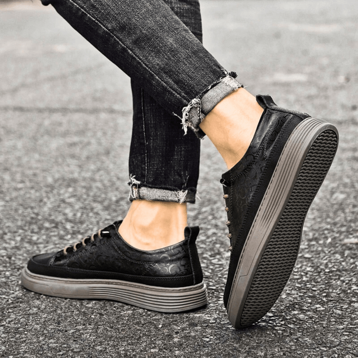 Nortvale - GritWalk Genuine Leather Sneakers - 14:193#Black;200000124:200000898